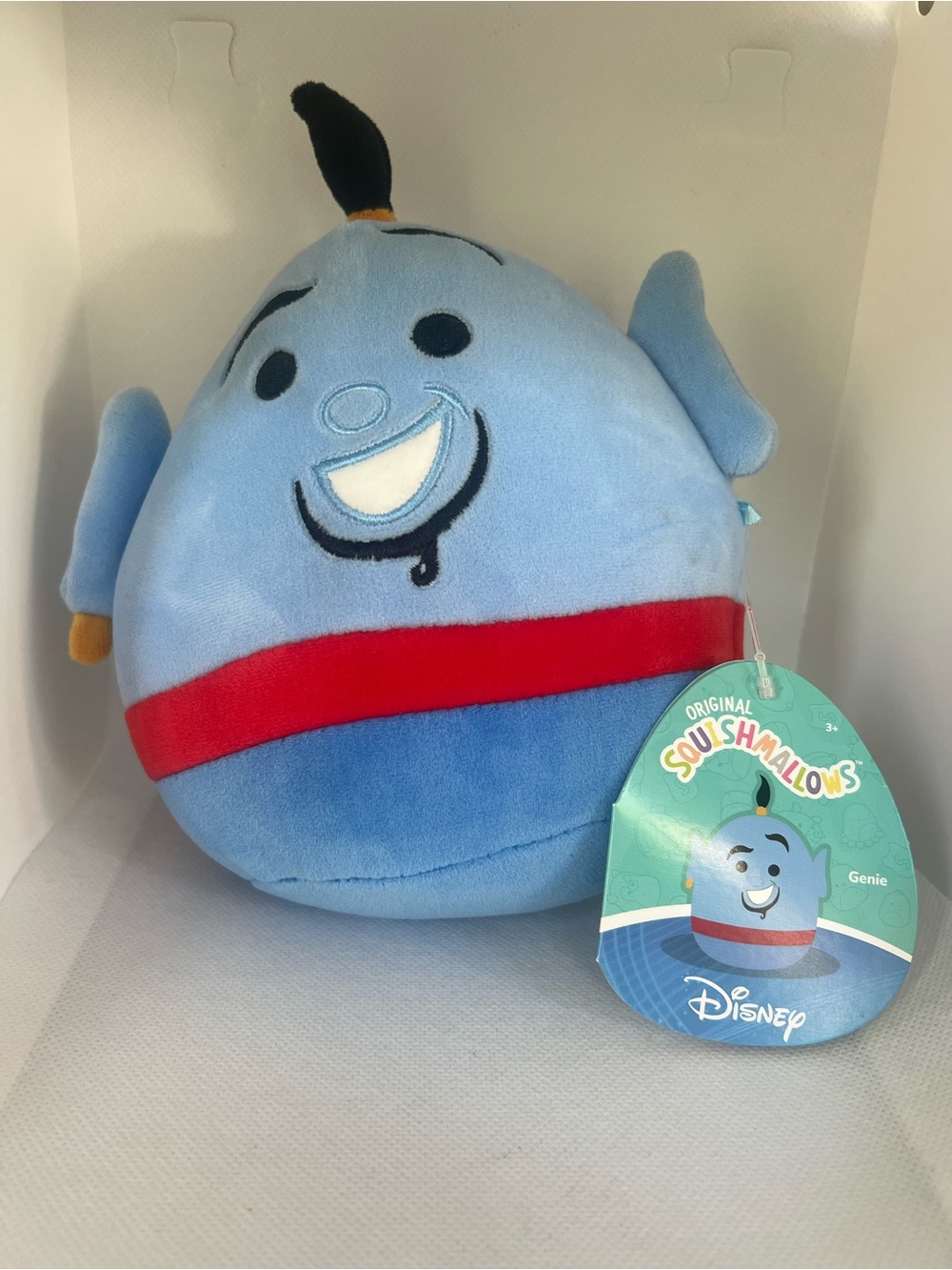 Disney Squishmallows Genie Plush - Light Blue with Red Sash